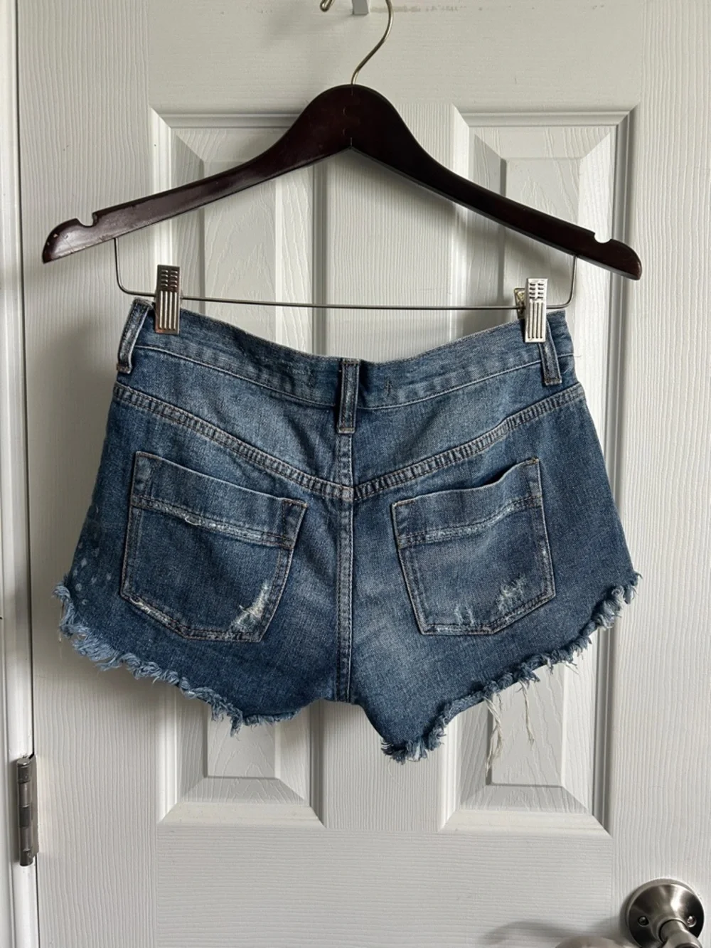 Free People embroidered ultra cut off blue jean shorts